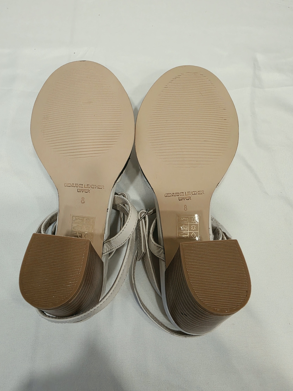 Journee Collection Cream Strappy Block Heel Sandals - Picture 7 of 8